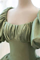 Ball Gown Green Satin Short Sleeves  Floor Length Quinceanera Dress  GJS747