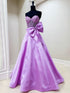 Hindreen | A-Line Sweetheart Lilac Beaded  Long Prom Dresses With Bow