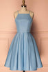 Homecoming Dress Blue Halter Sleeveless Short Prom Dress Party Dress PD369