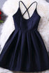 Homecoming Dress Dark Navy Criss-Cross Straps Short Prom Dress PD370