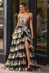 Kaira | Gold Off the Shoulder Sequin Long Prom Dress with Slit