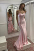 Kimia | Cute Mermaid Scoop Neck Pink Satin Long Prom Dress