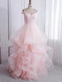 Long A-line Off the Shoulder Tulle Fluffy Graduation Prom Dresses
