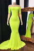 Long Mermaid Off-the-shoulder Prom Dress with Short Sleeves