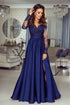 Long Sleeves A-line Sweetheart Lace Prom Dress with Slit