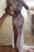 Long Two Pieces Lace Formal Evening Dresses with Slit
