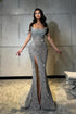 Luxurious Column Sequined Sleeveless Prom Dress With Split