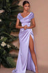 Modest Long Stretch Satin Mermaid Prom Dress with Slit