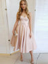 Modest Short A-line Sweetheart Satin Prom Homecoming Dresses