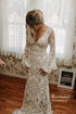 Lace Mermaid V-neck Long Sleeves Backless Vintage Wedding Dresses MW892