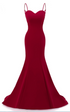 Dark Red Straps Long Prom Dresses Mermaid Evening Dresses Dark Red Formal Dresses Y1037