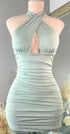 Cross halter Neckline Tight Dress Sexy Birthday Outfit Dress,Mini Homecoming Dress Y952