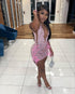 Luxurious Heavy Beaded Pink Homecoming Dress 22nd Birthday Outfit Dress Y1828