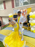 Sparkly Evening Dresses, Mermaid Sexy Yellow Evening Prom Gown With Train Y644