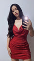 Glitter Red Mini Homecoming Dress Spaghetti Straps Graduation Dresses Y629