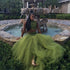 Olive Green Two Pieces Prom Dresses Lace Bodice African Girl Black Girl Evening Dress Y534