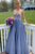 Blue sweetheart neck lace long prom dress lace blue bridesmaid dress GJS722