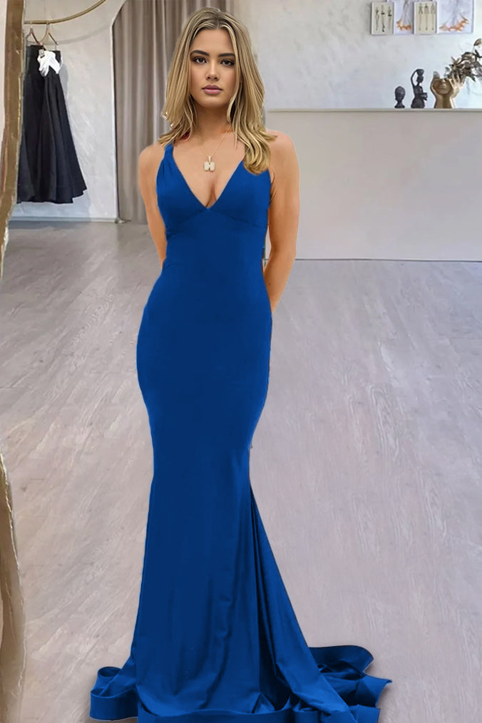 Quaylee | Yellow Mermaid V-Neck Satin Prom Dresses With Tail Evening Dress Alinepromdress Quaylee | Yellow Mermaid V-Neck Satin Prom Dresses With Tail Evening Dress Alinepromdress