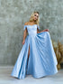 Satin Corset Off Shoulder Prom Dress with High Slit SYP184