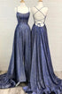 Sexy A-line Spaghetti Straps Ruffles Prom Dress with Slit