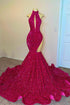Sexy Halter Mermaid Floor-Length Prom Dress With Sequins