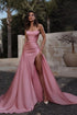 Sexy Long Mermaid Strapless Ruched Satin Formal Prom Dress with Slit