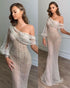 Sexy Long One Shoulder Sequins Mermaid Prom Dress With Puffy Sleeves