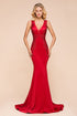 Sexy V-neck Sleeveless Mermaid Evening Maxi Gown Floral Appliques Party Dress with Sweep Train