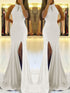 Sheath Halter Sleeveless With Ruffles Stretch Crepe Prom Dresses