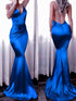 Sheath V-neck Sleeveless With Ruched Elastic Woven Satin Prom Dresses