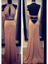 Sheath/Column Halter Sleeveless Beading Chiffon Prom Dresses