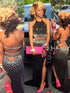 Sheath/Column Sleeveless Halter Beading Chiffon Two Piece Prom Dresses