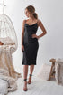 Spaghetti Straps Knee-Length Black Prom Homecoming Dress PD421