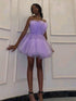 Short A-line Princess Strapless Tulle Prom Homecoming Dresses