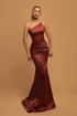 Simple Long Mermaid One Shoulder Satin Evening Dresses