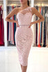 Simple Mermaid One Shoulder Floral Lace Short Formal Party Dress