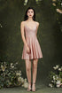 Spaghetti Straps Sleeveless A-Line Satin Short Prom Dresses
