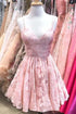 Straps A-line Lace Short Prom Dress Pink Homecoming Dress PD317