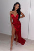 Stunning Sexy Satin Mermaid Evening Dress with Side Slit