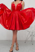 Stunning Short Red A-line Spaghetti Straps V-neck Homecoming Dresses
