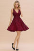 Stylish V-Neck Floral Appliques Homecoming Dress Knee-Length Sleeveless Party Dress