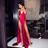 Sexy Long V-neck A-line Satin Prom Dress with Slit