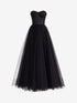 Talia | Black A Line Sweetheart Corset Tulle Prom Dress with Slit