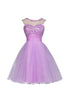 Tulle Appliques Beads Open Back Short Homecoming Dresses PG055