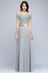Two-piece Floor Length Appliqued Chiffon Prom Dresses