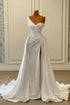 Vintage Long White One Shoulder Pearls Sleeveless Evening Dresses With Slit