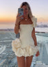 White Strapless Homecoming Dress With Ruffles