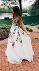 Romantic A Line Prom Dress with Lace Applique 