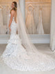 Luxurious Ruffles Mermaid Sweetheart Lace Cathedral Train Wedding Dress 