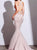 Mermaid V Neck Criss Cross Chapel Train Blush Sleeveless Prom Dresses